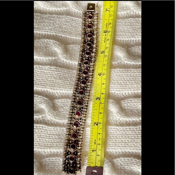 ❤️‍🔥2XHP❤️‍🔥VTG Gothic 925 Silver and Red Stone Bracelet - Picture 10 of 14
